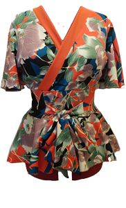 Orange Floral Lap Front Peplum